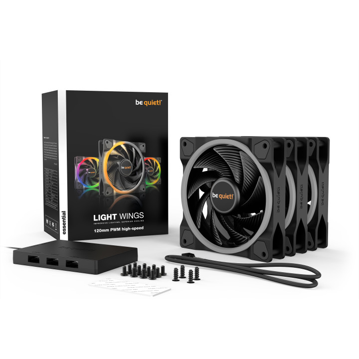 be quiet! Light Wings | 120mm PWM Triple Pack high-speed Caixa de computador Ventoinha 12 cm Preto 3 unidade(s)