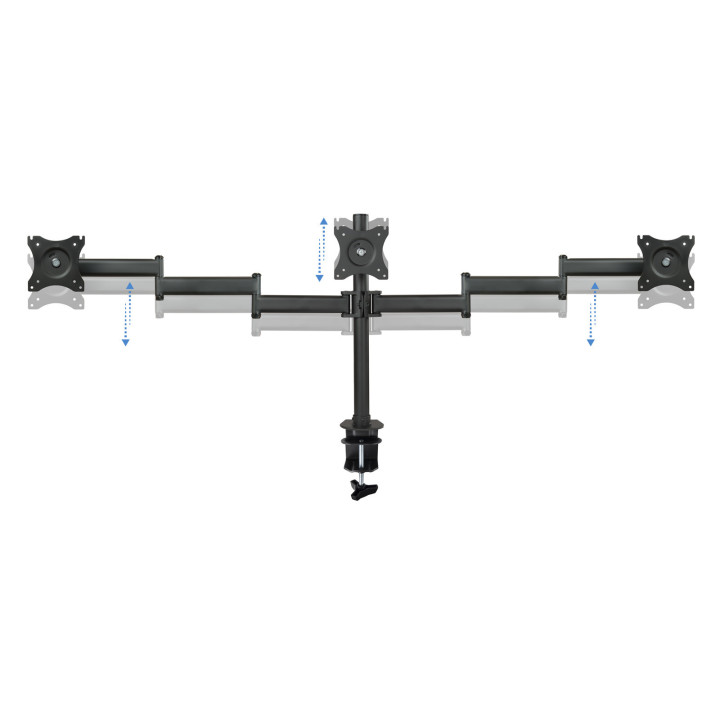 TooQ DB1327TN-B montagem e suporte para monitores 68,6 cm (27") Clamp Preto