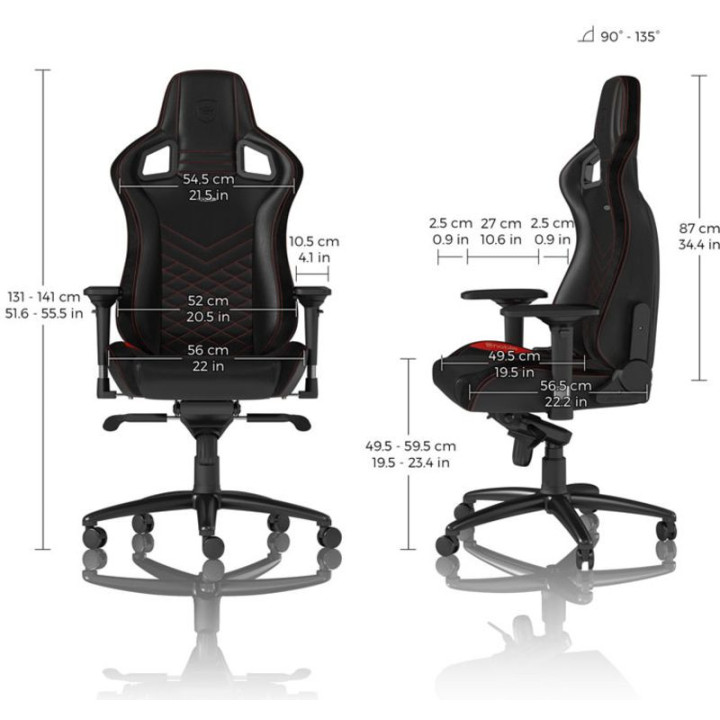 Cadeira Gaming Noblechairs EPIC PU Leather Preto / Vermelho