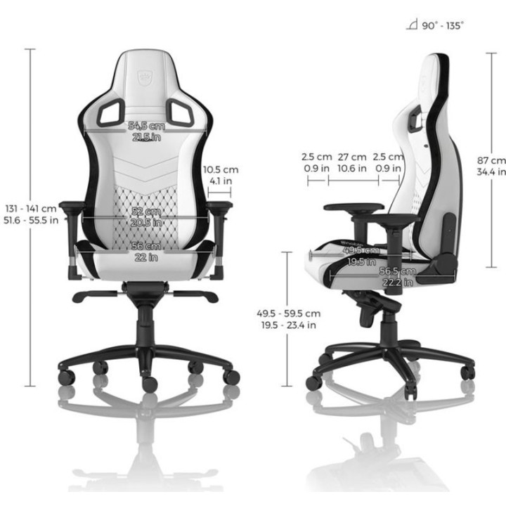 Cadeira noblechairs EPIC PU Leather Branco / Preto