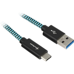Cabo Sharkoon USB A 3.2 (Macho) p/ USB-C (Macho) 50cm Preto/Azul