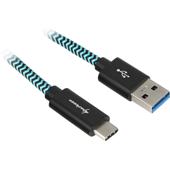 Cabo Sharkoon USB A 3.2 (Macho) p/ USB-C (Macho) 50cm Preto/Azul