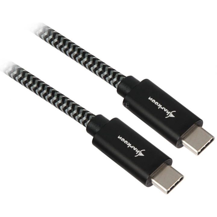 Cabo Sharkoon USB-C 3.2 (Macho) p/ USB-C (Macho) 50cm Preto /Cinza
