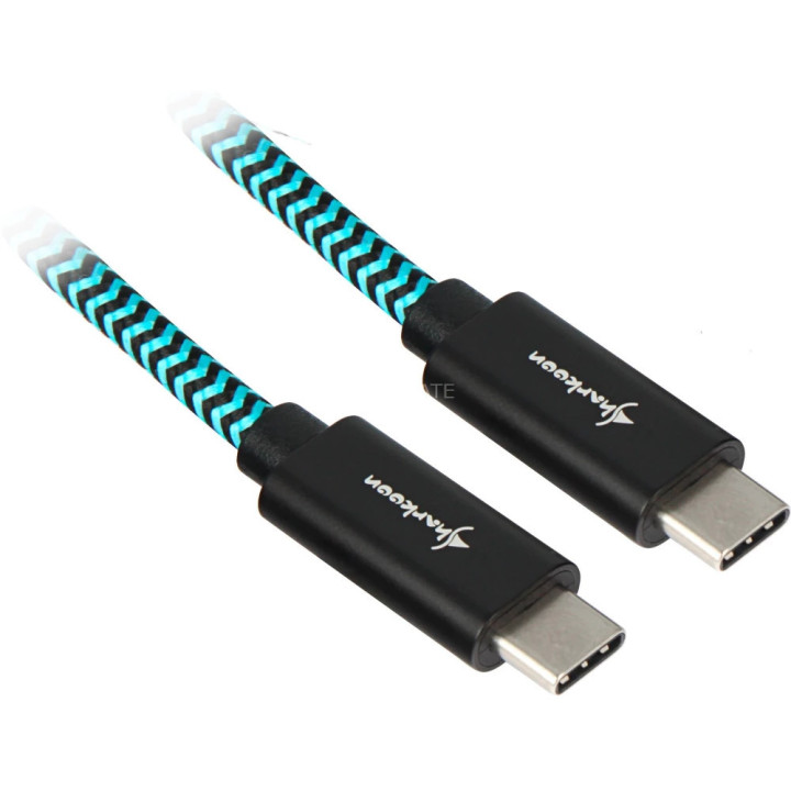 Cabo Sharkoon USB-C 3.2 (Macho) p/ USB-C (Macho) 50cm Preto /Azul