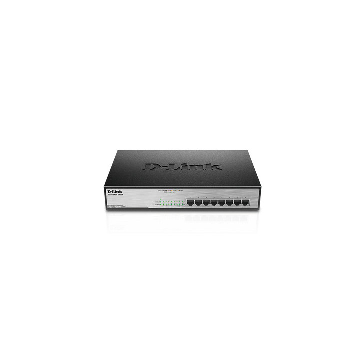 D-Link DGS-1008MP switch de rede Não-gerido Gigabit Ethernet (10 100 1000) Power over Ethernet (PoE) 1U Preto