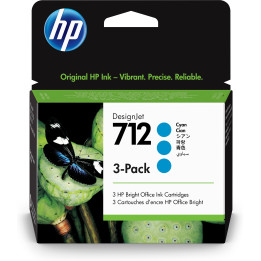 HP Conjunto de 3 tinteiros ciano 712 DesignJet de 29 ml