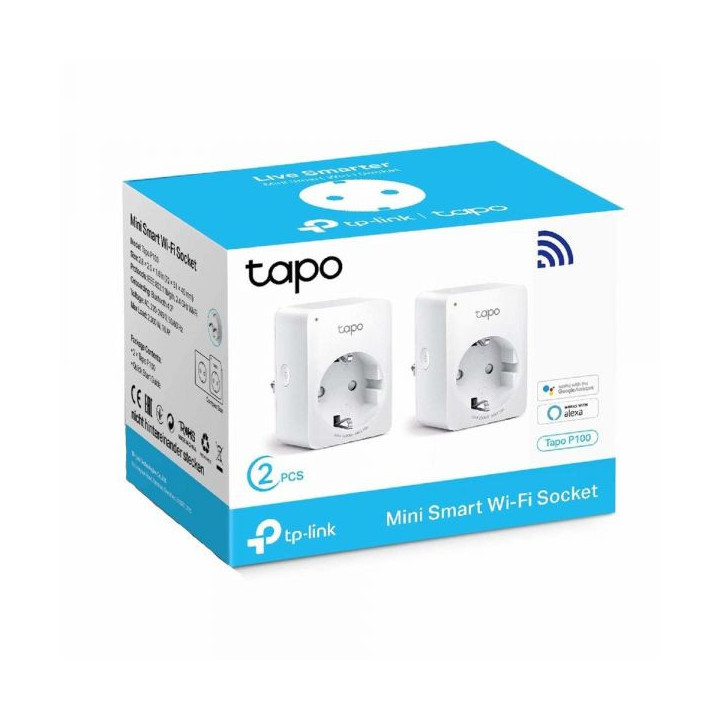 Tomada Inteligente TP-Link Tapo P100 Wi-Fi Mini (2 Pack)