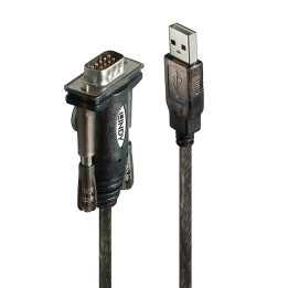 Lindy 42855 cabo de série Cinzento, Transparente 1,5 m USB Type-A DB-9