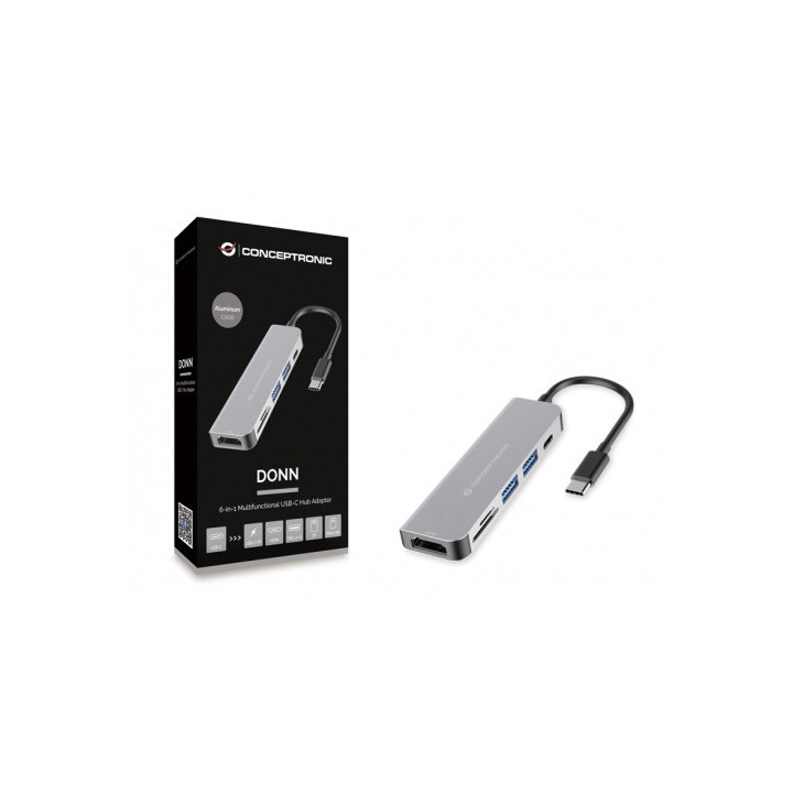 Conceptronic DONN02G hub de interface USB 3.2 Gen 1 (3.1 Gen 1) Type-C 5000 Mbit s Alumínio