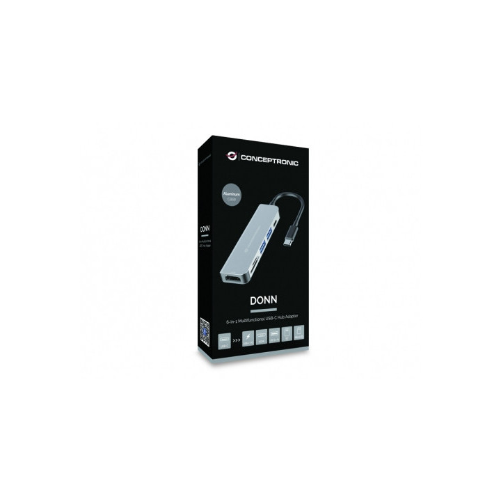 Conceptronic DONN02G hub de interface USB 3.2 Gen 1 (3.1 Gen 1) Type-C 5000 Mbit s Alumínio
