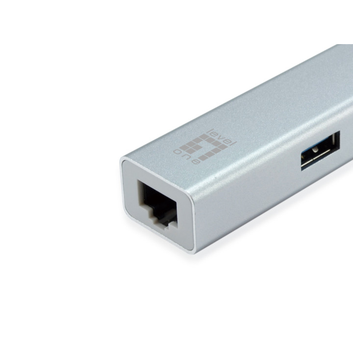 Placa de rede LevelOne USB-0503 Ethernet 1000 Mbit/s + Hub USB 3.0