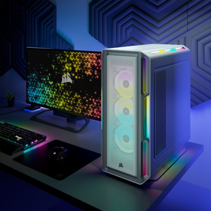 Caixa ATX Corsair 5000T iCUE RGB Branco Vidro Temperado