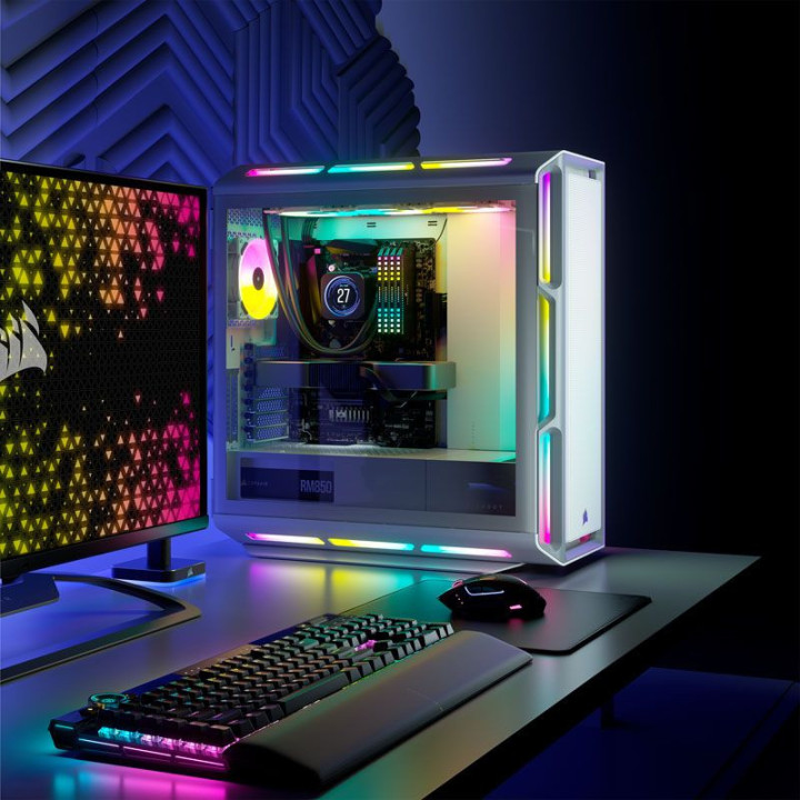 Caixa ATX Corsair 5000T iCUE RGB Branco Vidro Temperado