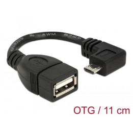 Cabo Delock Micro USB type-B male angled p/ USB 2.0-A female OTG 11cm