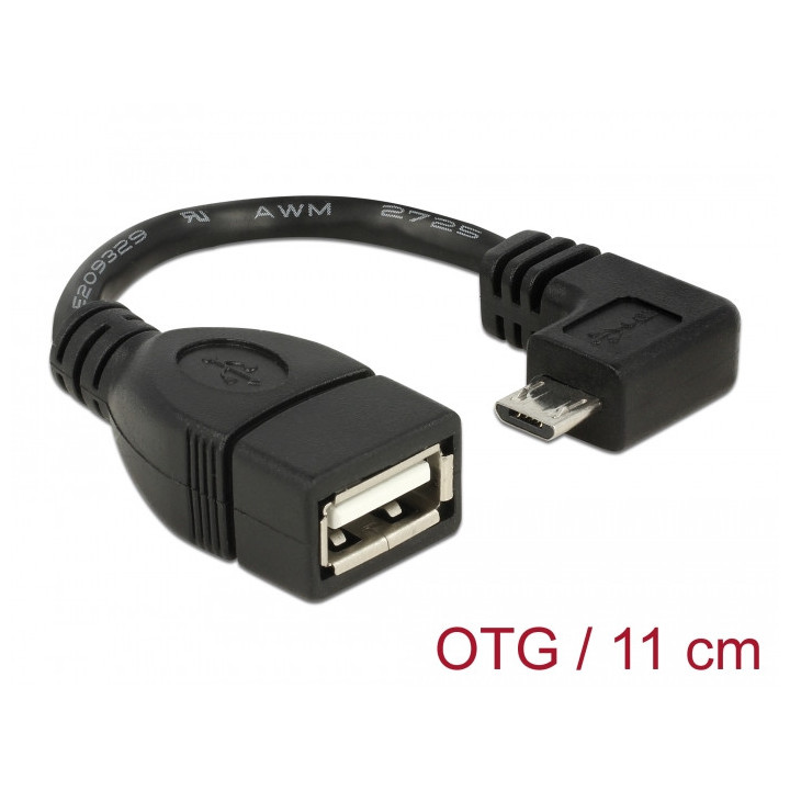 Cabo Delock Micro USB type-B male angled p/ USB 2.0-A female OTG 11cm