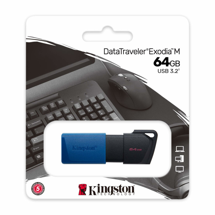 Kingston Technology DataTraveler Exodia M unidade de memória USB 64 GB USB Type-A 3.2 Gen 1 (3.1 Gen 1) Preto, Azul