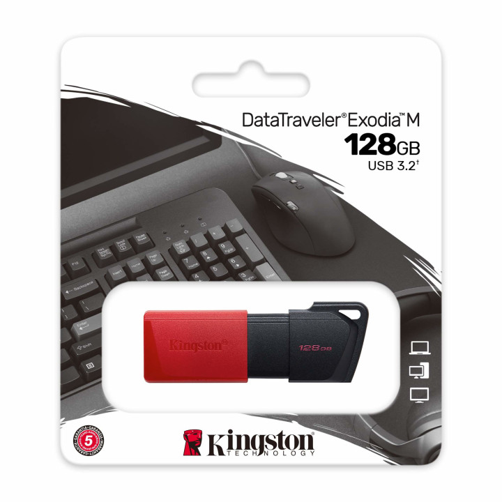 Kingston Technology DataTraveler Exodia M unidade de memória USB 128 GB USB Type-A 3.2 Gen 1 (3.1 Gen 1) Preto, Vermelho
