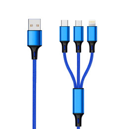 2GO 797151 cabo USB 1,5 m USB B USB C Micro-USB B Lightning Preto, Azul
