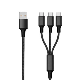 2GO 797156 cabo USB 1,5 m USB B 3x USB C Preto
