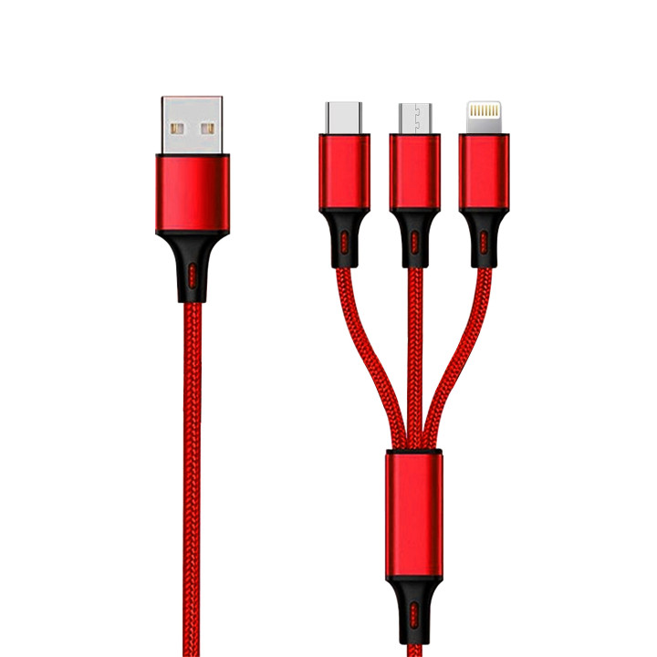 2GO 797150 cabo USB 1,5 m USB B USB C Micro-USB B Lightning Vermelho