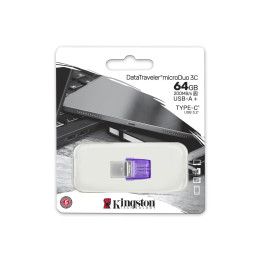 Pendrive Kingston Technology DataTraveler microDuo 3C 64GB USB Type-A / USB Type-C 3.2 Gen 1 (3.1 Gen 1)