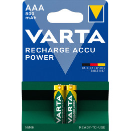 Pilhas AAA recarregáveis Varta Power Accu Hidreto metálico de níquel (Pack de 2)