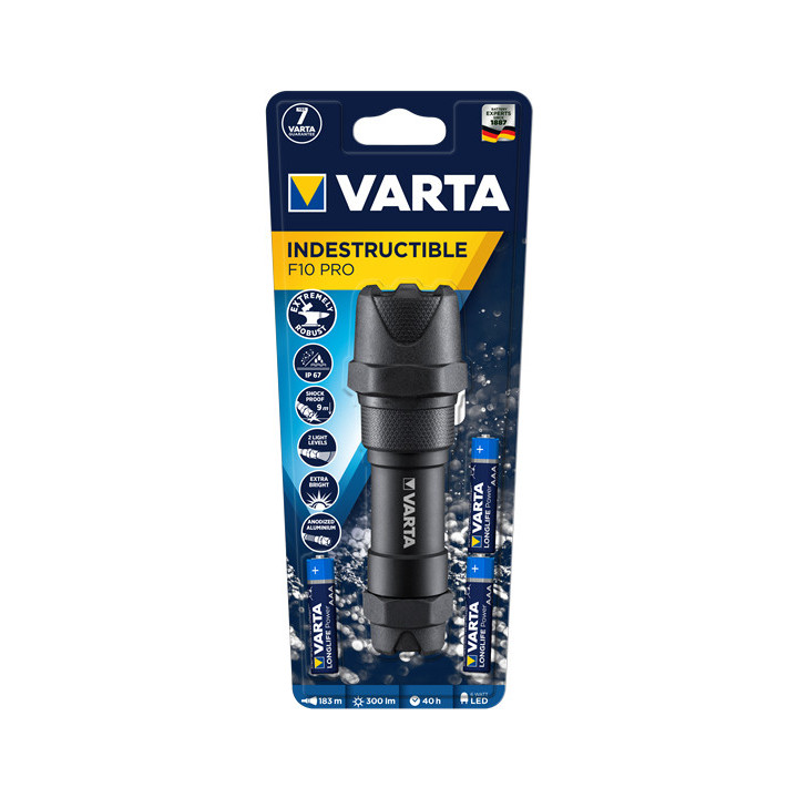Lanterna de mão Varta Indestructible F10 PRO Preto LED