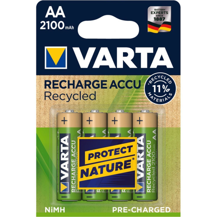 Pilhas Recarregáveis Varta Recycled AA 2100mAh Hidreto metálico de