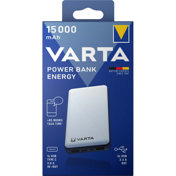 Power Bank Varta Energy 15000 Polímero de lítio (LiPo) 15000mAh Preto, Branco