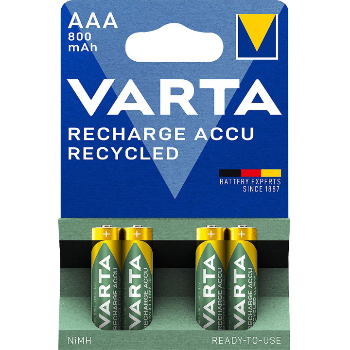 Pilhas AAA recarregáveis Varta 800mAh Hidreto metálico de níquel (Pack de 4)