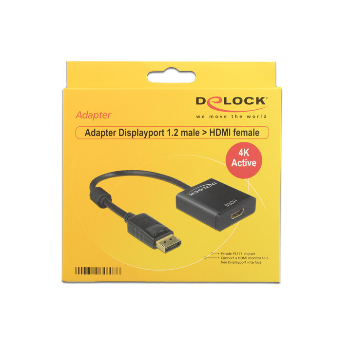 Adaptador Delock DisplayPort 1.2 Macho p/ HDMI Fêmea 4K Active