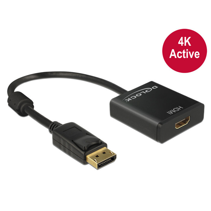 Adaptador Delock DisplayPort 1.2 Macho p/ HDMI Fêmea 4K Active