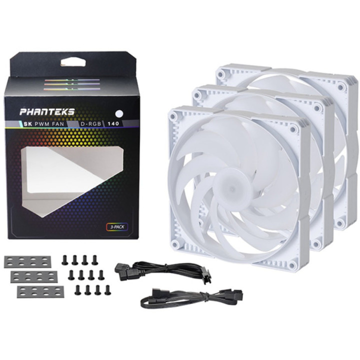 Ventoinha Phanteks SK PWM D-RGB Pack 3 - 140mm Branco