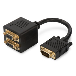 Cabo Y 2 VGA Digitus AK-310400-002-S divisor 20cm Preto