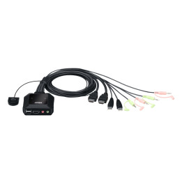 ATEN Switch KVM de Cabo 4K HDMI de 2 portas USB com seletor de porta remota