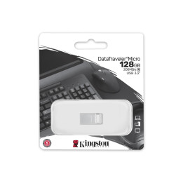 Pendrive Kingston Technology DataTraveler Micro 128GB USB Type-A 3.2 Gen 1 (3.1 Gen 1) Prateado