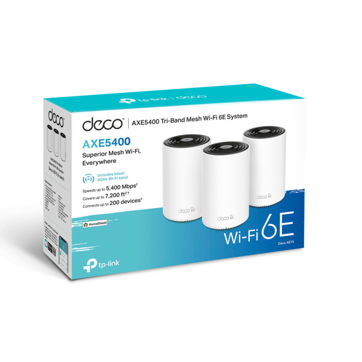 TP-Link Deco XE75 Tri-band (2.4 GHz / 5 GHz / 6 GHz) Wi-Fi 6E (802.11ax) Branco (pack de 3)