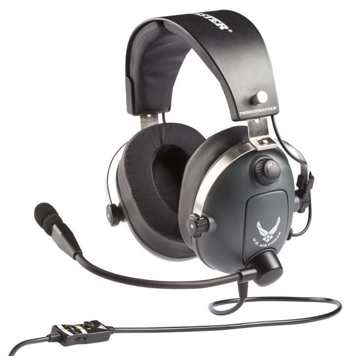 Thrustmaster 4060196 auscultador Auscultadores Com fios Aviação Controlo de tráfego aéreo Cinzento