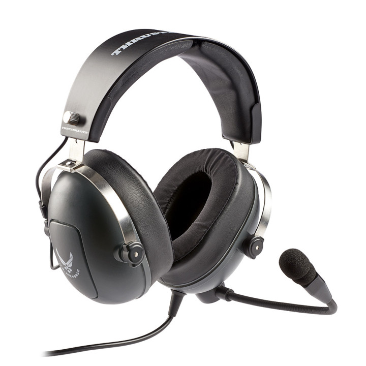 Thrustmaster 4060196 auscultador Auscultadores Com fios Aviação Controlo de tráfego aéreo Cinzento