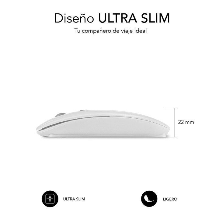 SUBBLIM SUBMO-DFLAT21 rato Ambidestro RF Wireless + Bluetooth + USB Type-A Ótico 1600 DPI