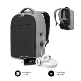 SUBBLIM MOCHILA SECURE V2 AP ANTIROBO 16'' GRIS mala para portáteis 40,6 cm (16") Preto, Cinzento