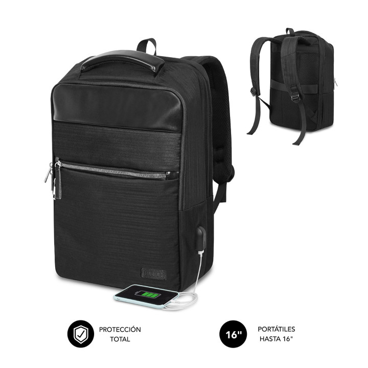 SUBBLIM MOCHILA BUSINESS V2 AP 16'' NEGRO mala para portáteis 40,6 cm (16") Preto