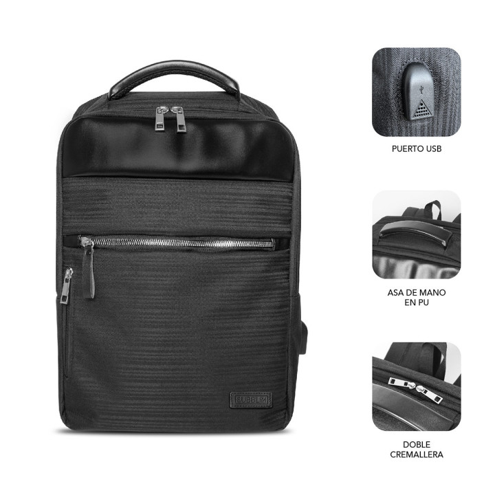 SUBBLIM MOCHILA BUSINESS V2 AP 16'' NEGRO mala para portáteis 40,6 cm (16") Preto