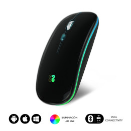 SUBBLIM SUBMO-LDFLAT1 rato Ambidestro RF Wireless + Bluetooth + USB Type-A Ótico 1600 DPI