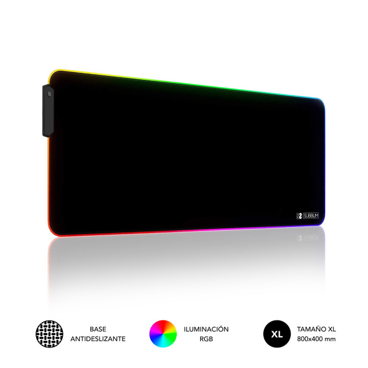 SUBBLIM SUBMP-02RGB01 tapete de rato Tapete Gaming Preto