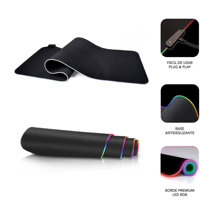 SUBBLIM SUBMP-02RGB01 tapete de rato Tapete Gaming Preto