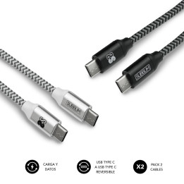 SUBBLIM PACK 2 CABLES USB TIPO USB-C A USB-C 1 M BLACK SILVER cabo USB