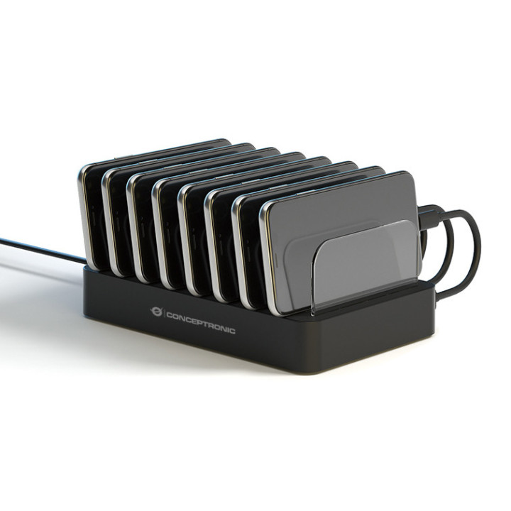 Estação de carregamento Conceptronic OZUL 8-Port 75W USB p/ dispositivos móveis