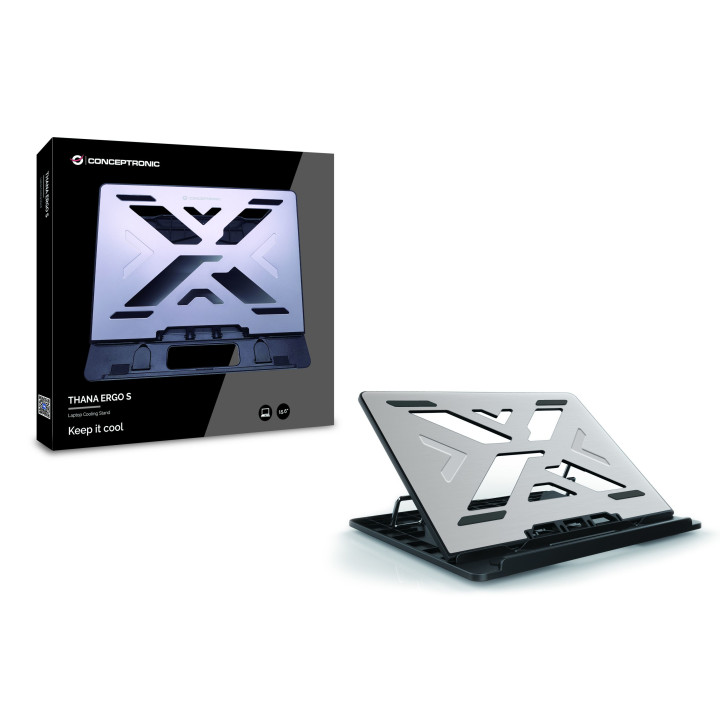 Conceptronic THANA ERGO S, Laptop Cooling Stand 39,6 cm (15.6") Suporte para computador portátil Cinzento