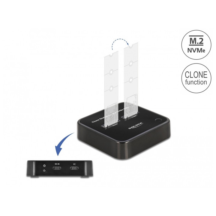 DeLOCK 64177 Docking Station para Discos Rígidos USB 3.2 Gen 2 (3.1 Gen 2) Type-C Preto